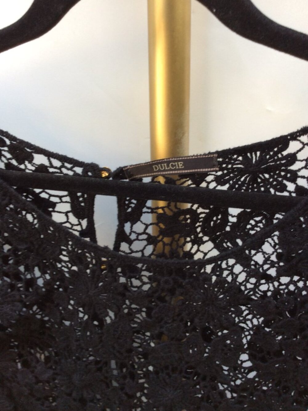 Sheer Black Lace DULCIE Short Sleeve Blouse Gothic Romantic S - Picture 2 of 4